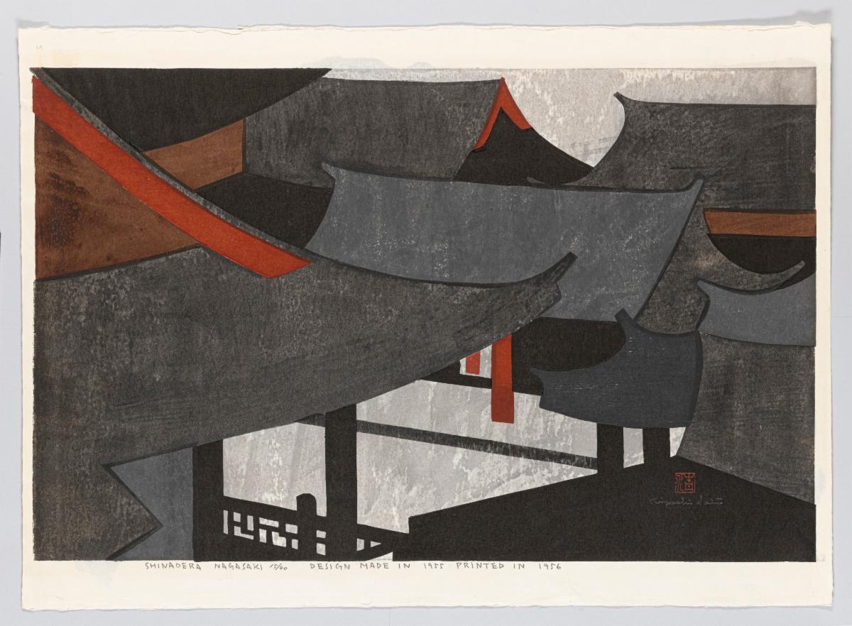 Shinadera, Nagasaki, designed in 1955, printed 1956Woodblock print; ink and color on paper60 × 84 cm (23 5/8 × 33 1/16 in.)The John & Mable Ringling Museum of Art, Gift of Charles and Robyn Citrin, 2014, SN11412.83