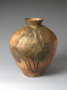 Large Storage Jar (Ōtsubo); Japan, Muromachi period (1392–1573), late 15th century; Stoneware with natural ash glaze (Shigaraki ware); H. 18 3/8 in. (46.7 cm); Diam. 15 1/2 in. (39.4 cm); The Harry G. C. Packard Collection of Asian Art, Gift of Harry G. C. Packard, and Purchase, Fletcher, Rogers, Harris Brisbane Dick, and Louis V. Bell Funds, Joseph Pulitzer Bequest, and The Annenberg Fund Inc. Gift, 1975 (1975.268.428)